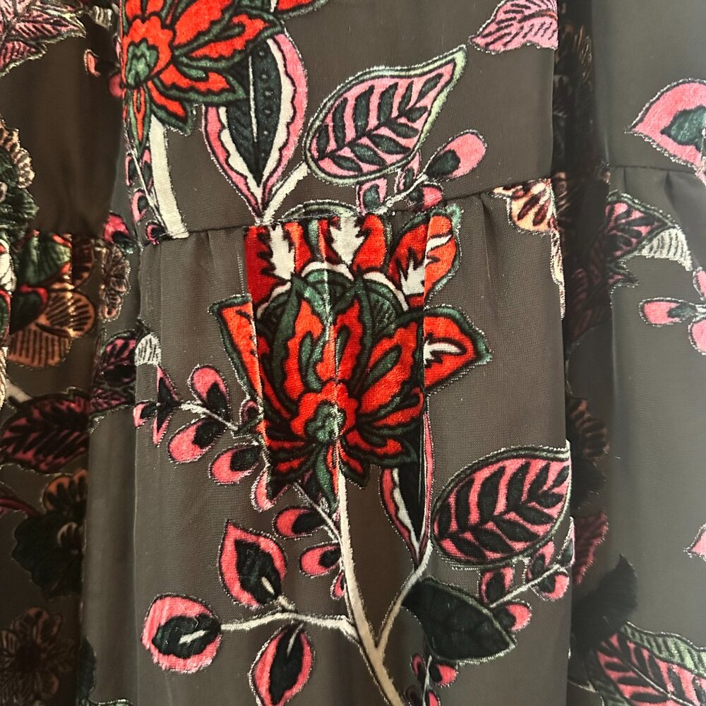 Anthropologie Red & Black Floral Velvet Wide Leg Jumpsuit Size 22, New with Tags - Picture 4 of 9